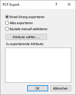 Dialog PCF Export Linear AutoCAD