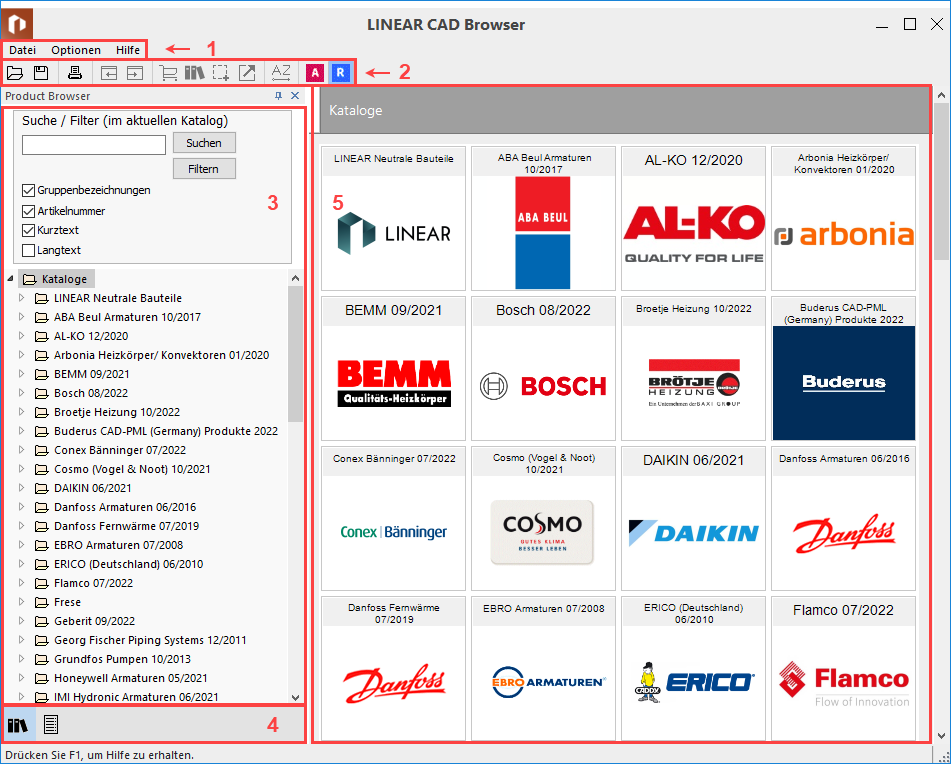 Product Browser Linear CAD Browser
