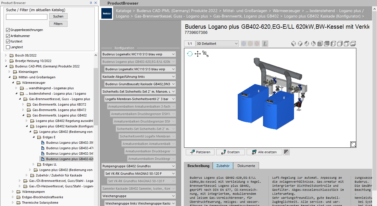 Productbrowser Oberfäche Linear CAD Browser