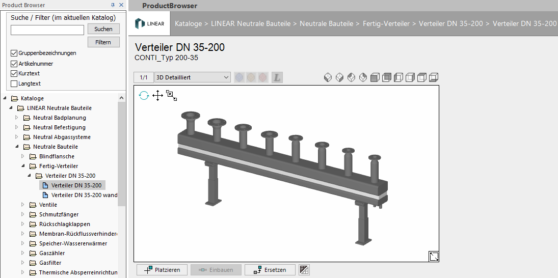 Product Browser Linear CAD Browser