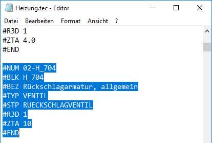 TEC Datei Editor Linear AutoCAD