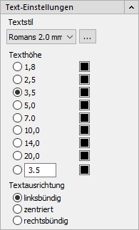 Text Einstellungen Linear AutoCAD