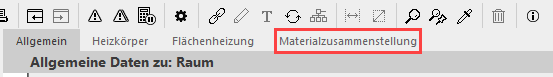 Materialzusammenstellung Einstellungen Linear Building