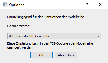 Heizkörperauswahl Dialog Optionen Linear Building