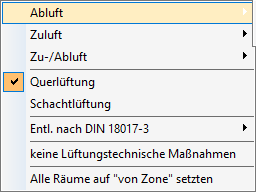 Lüftungszone Globale Kontextmenü Linear Building