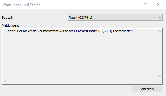 Warnungen Fehler Dialog Linear Building