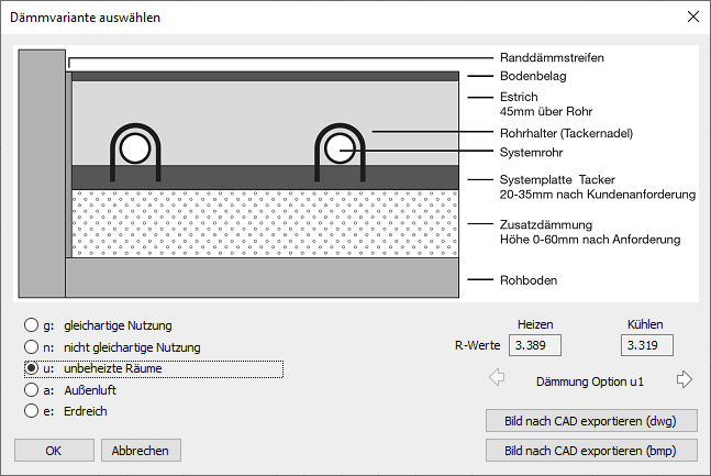 Dämmvariante wählen Linear Building