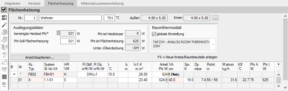 Flächenheizung Raum Linear Building