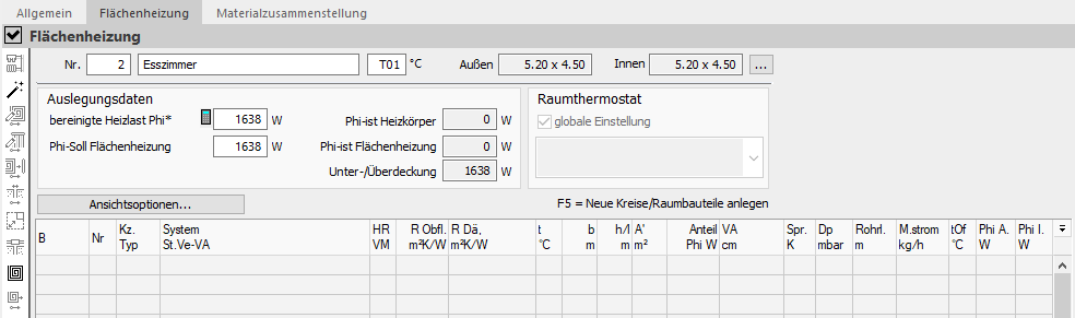 Flächenheizung Raum Linear Building