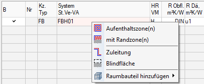 Flächenheizung Auslegung Kontextmenü Linear Building