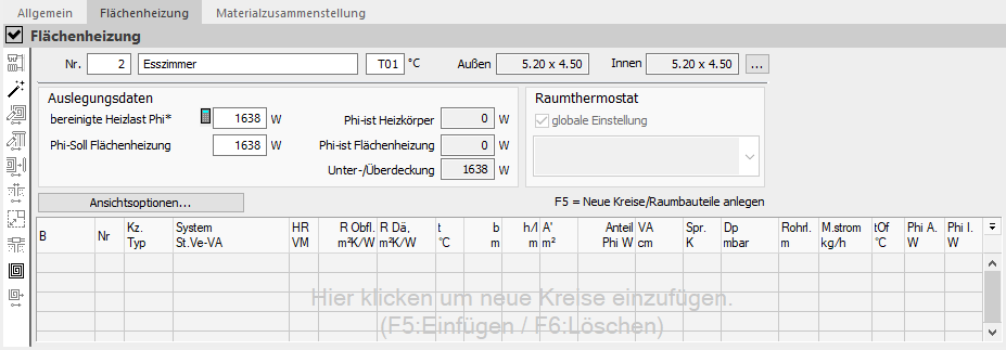 Flächenheizung Auslegung Linear Building