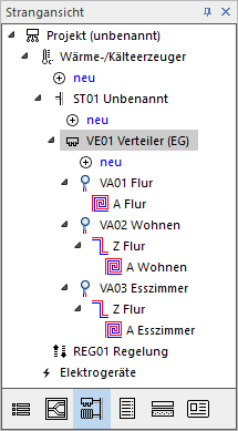 Flächenheizung Strangansicht Linear Building