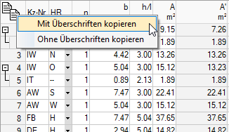 Tabellendaten kopieren Linear Building