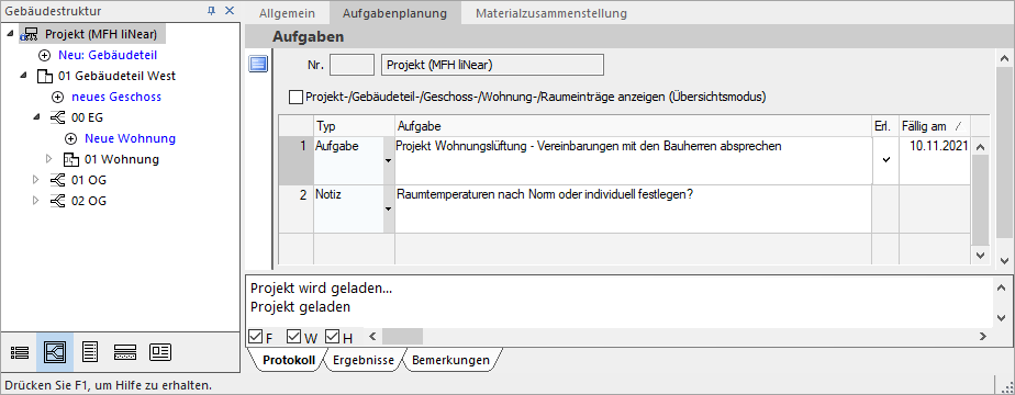 Aufgabenplanung Aufgaben Linear Building