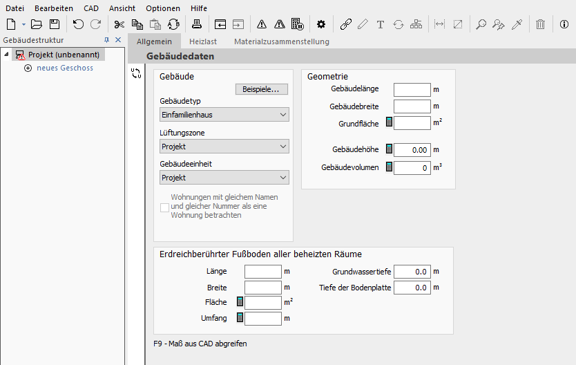 Allgemein Gebäudedaten Linear Building