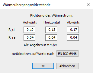 Dialog Wärmeübergangswiderstände Linear Building