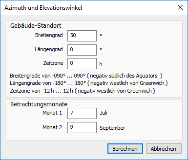 Dialog Azimuth Elevation Linear Building