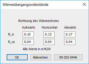 Dialog Wärmeübergangswiderstände Linear Building