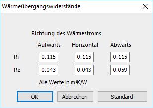 Dialog Wärmeübergangswiderstände Linear Building