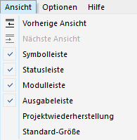 Menüleiste Ansicht Linear Building