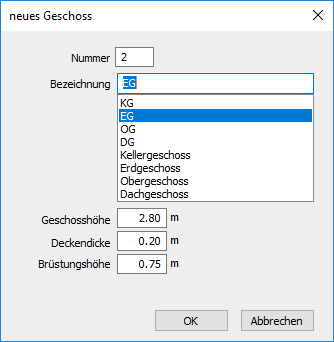 Dialog neues Geschoss Linear Revit