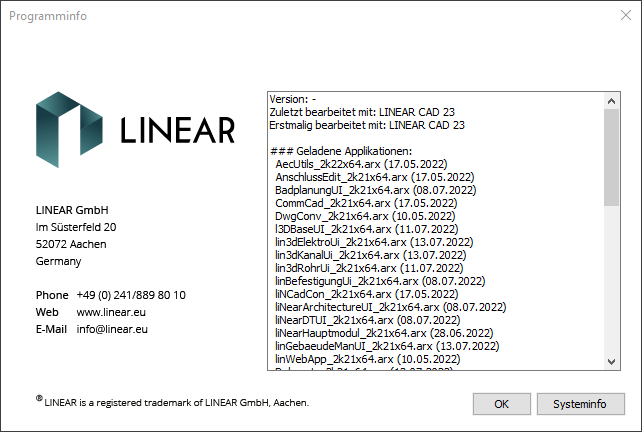 Dialog Programminfo Linear Building