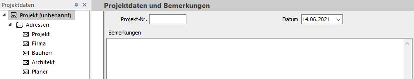 Projektdaten Bemerkungen Linear Building