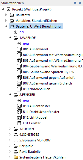 Details Bauteile U-Werte Linear Building