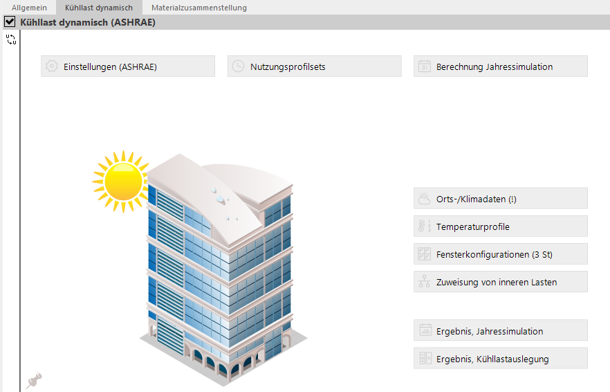 Kühllast ASHRAE Projekt Linear Building