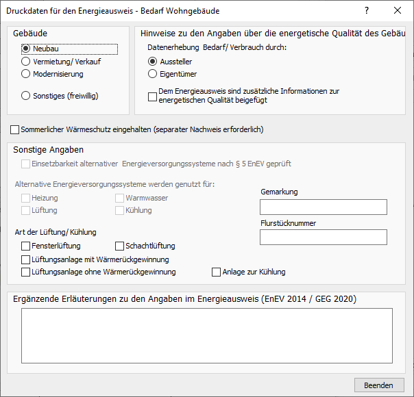 Druckdaten Energieausweis Linear Building