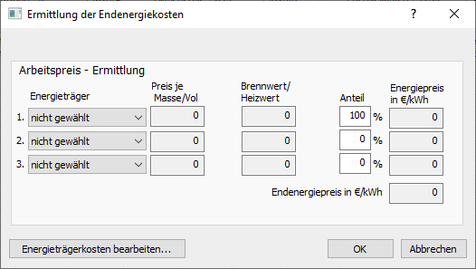 Ermittlung Endenergiekosten Linear Building