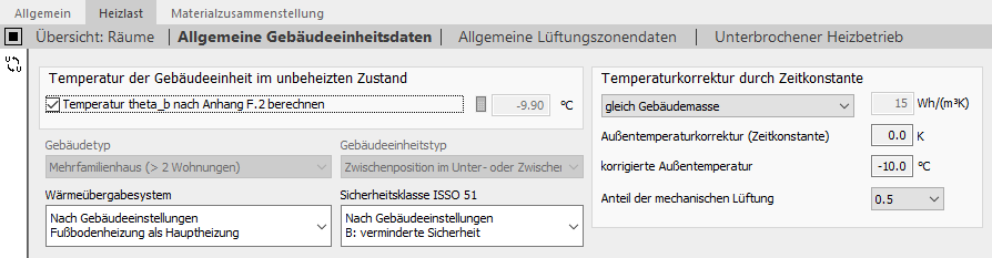 Allgemeine Gebäudeeinheitsdaten Linear Building