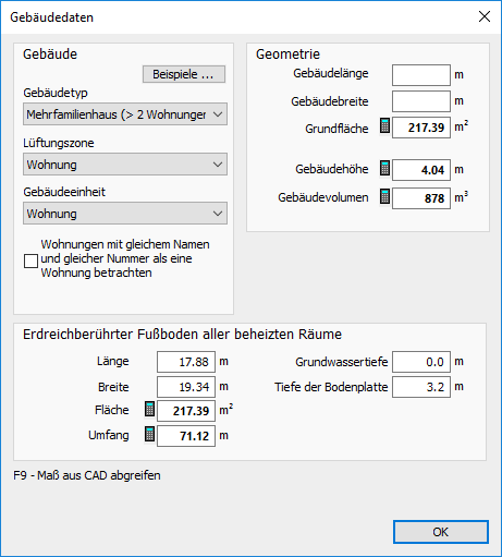 Gebäudedaten Linear Building