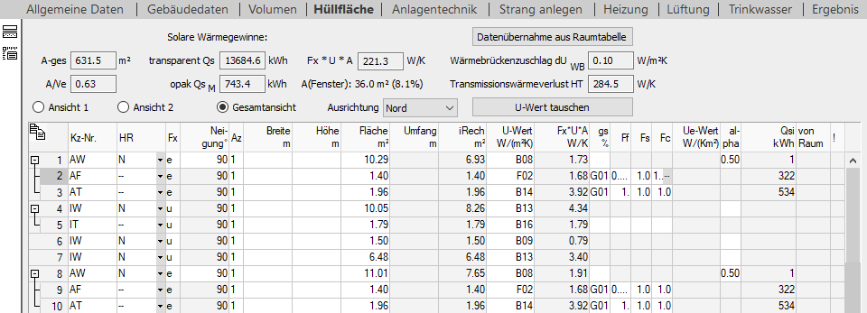 Hüllfläche Variante Linear Building