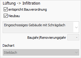 Bereich Lüftung Infiltration Linear Revit