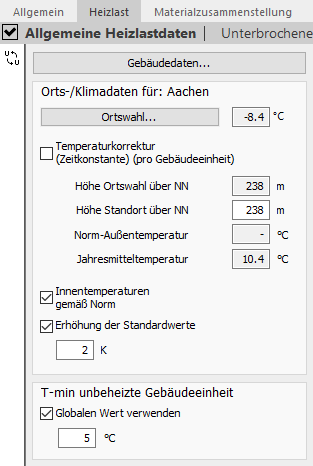 Heizlast Allgemeine Heizlastdaten Linear Building