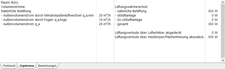 Ergebniss Lüftung Linear Building