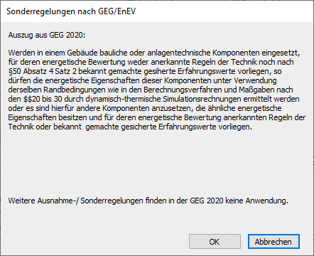 Sonderregelungen GEG EnEV Linear Building