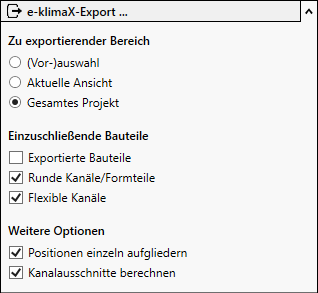 Bereich e-klimaX Export Linear Revit