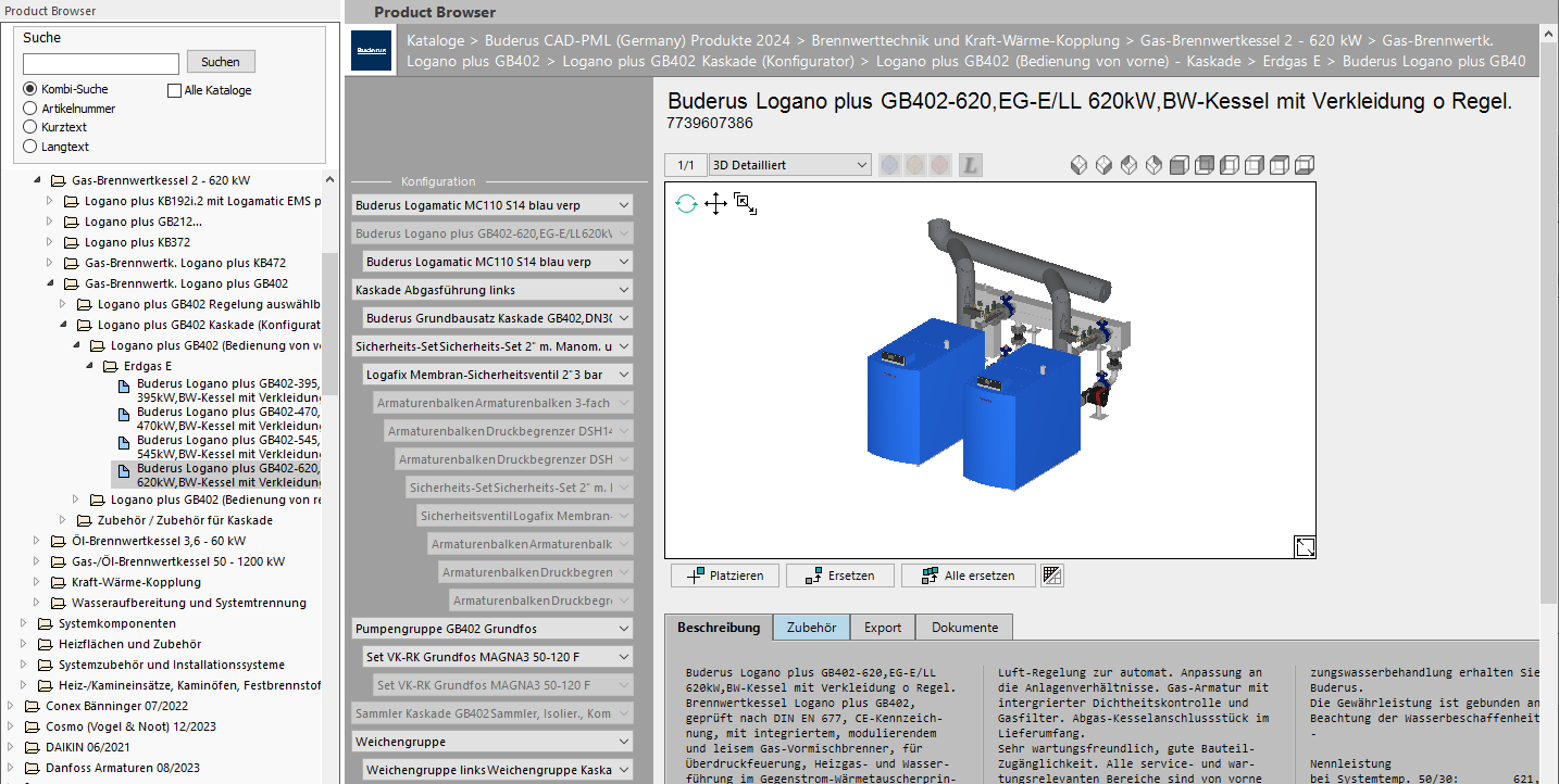 Productbrowser Oberfäche Linear CAD Browser