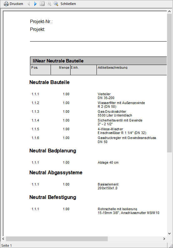 Druckvorschau Linear CAD Browser