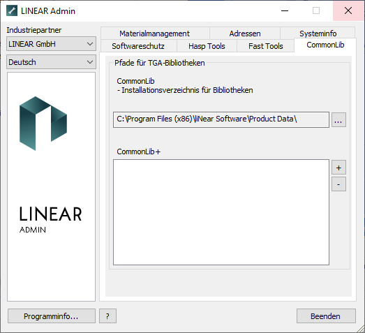 CommonLib Tab LINEAR Admin