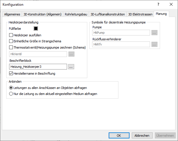 Dialog Konfiguration Linear AutoCAD