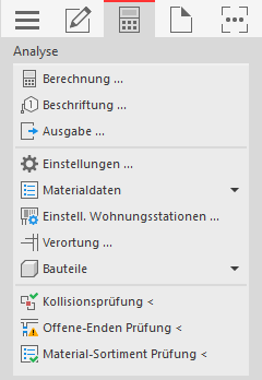 Tab "Analyse" im Control Board der LINEAR Solutions für Autodesk AutoCAD