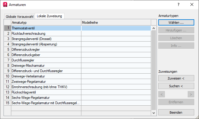 Armaturen Dialog Linear AutoCAD