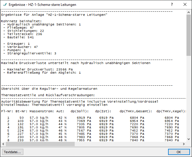 Dialog Ergebnisse Linear AutoCAD