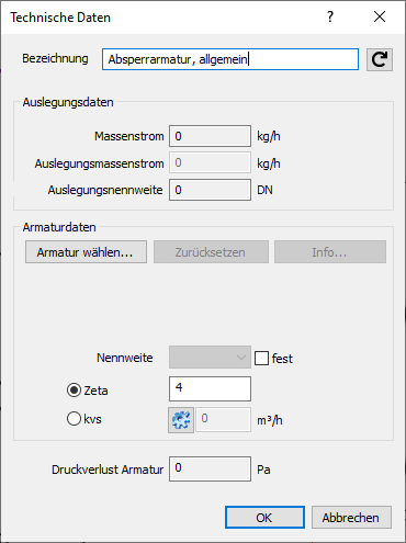 Dialog Technische Daten Linear AutoCAD