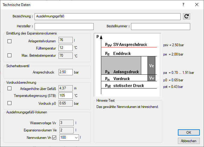 Technische Daten Ausdehnungsgefäß Linear AutoCAD