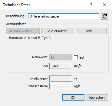 Technische Daten Differenzdruckgeber Linear AutoCAD