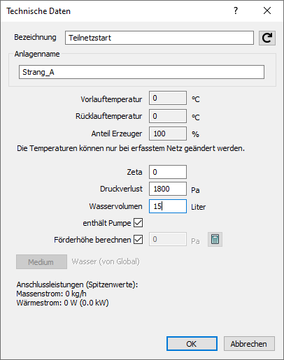 Technische Daten Teilnetz Linear AutoCAD